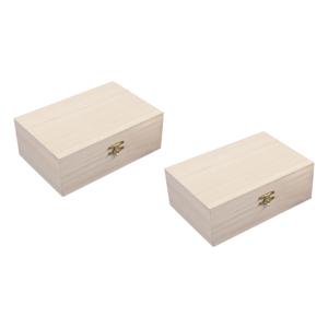 Houten kistje met sluiting en deksel - 2x - 15 x 10 x 5.5 cm - Sieraden/spulletjes/sleutels