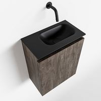 Toiletmeubel Mondiaz Ture | 40 cm | Meubelkleur Dark brown | Eden wastafel Urban Rechts | Zonder kraangat