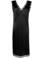P.A.R.O.S.H. robe-nuisette en soie à détail en dentelle - Noir