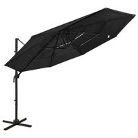 VidaXL Parasol 4-laags met aluminium paal 3x3 m zwart