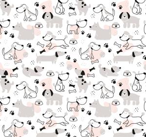 Slaapkamer behang Grijze honden patroon