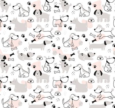 Slaapkamer behang Grijze honden patroon