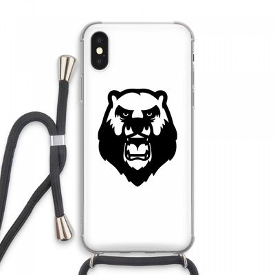 Angry Bear (white): iPhone XS Max Transparant Hoesje met koord