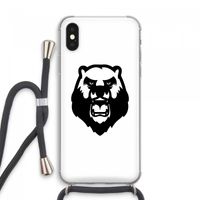 Angry Bear (white): iPhone XS Max Transparant Hoesje met koord
