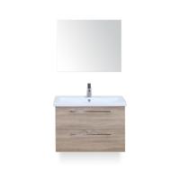 Como Badmeubelset 80 cm - Grijs Eiken - Keramische Wastafel Wit - met Spiegel