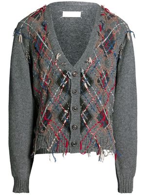 Maison Margiela cardigan en maille intarsia - Gris