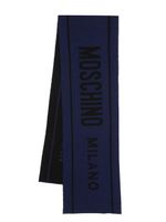 Moschino intarsia-logo wool scarf - Bleu - thumbnail