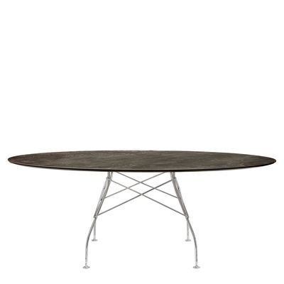 Kartell Glossy Eettafel Marmer Ovaal - Chrome / Aged Bronze