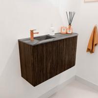 Toiletmeubel Mondiaz Joya Dlux | 71.6 cm | Meubelkleur Walnut | Faye wastafel Sombra Wasbak Links | 1 kraangat