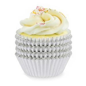 Muffin en cupcakes vormpjes - papier - zilver - set 300x stuks - Dia 11 cm