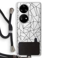 Geometrische lijnen zwart: Huawei P50 Pro Transparant Hoesje met koord