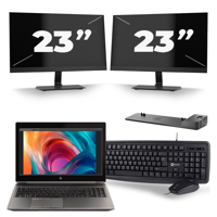 HP ZBook 15 G6 - Intel Core i9-9e Generatie - 15 inch - 16GB RAM - 256GB SSD - Windows 11 Home + 2x 23 inch Monitor
