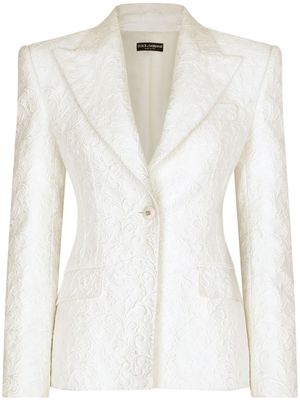 Dolce & Gabbana blazer Turlington en brocart - Blanc