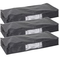 3x Stuks dekbed/kussen opberghoes antraciet grijs met vacuumzak 100 x 45 x 15 cm