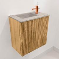 Toiletmeubel Mondiaz Joya Dlux | 40 cm | Meubelkleur Oak | Faye wastafel Glace Wasbak Links | 1 kraangat