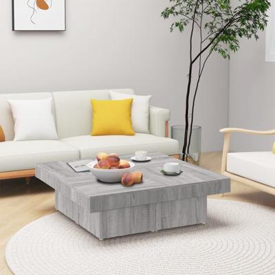 Salontafel 90x90x28 cm bewerkt hout grijs sonoma eikenkleurig
