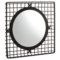 J-Line Spiegel Rond Bamboe Zwart 95,5x8x95,5 - thumbnail