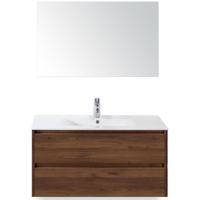 Dante Badmeubelset 100 cm - Walnoot - Keramische Wastafel Wit Enjoy met Spiegel