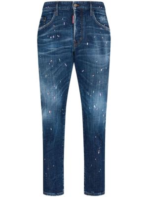 DSQUARED2 jean slim à effet taches de peinture - Bleu
