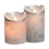 Led kaarsen combi set 2x stuks zilver 10 en 12 cm - thumbnail