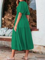 Crew Neck Loose Plain Casual Dress With No