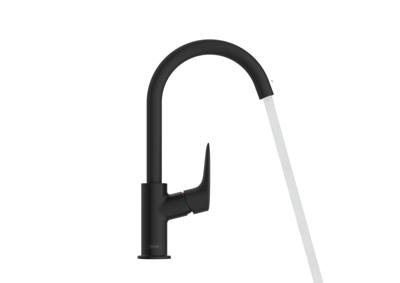Hansgrohe Logis ééngreeps wastafelmengkraan 210 draaibare uitloop met PopUp trekwaste, mat zwart