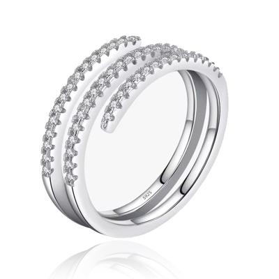 Elenza Sterling .925 Zilveren Dubbele Band Ring met Zirkonia-19mm