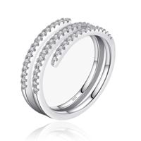Elenza Sterling .925 Zilveren Dubbele Band Ring met Zirkonia-18mm