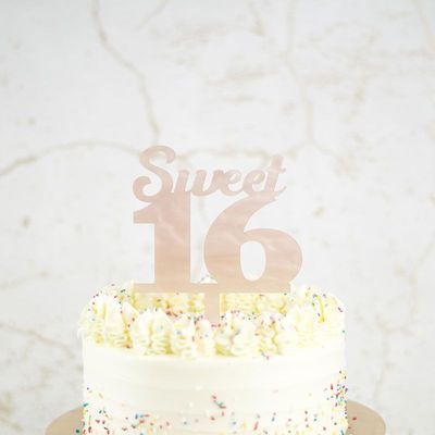 Sweet 16 Taarttopper - Marble/Roze