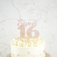 Sweet 16 Taarttopper - Marble/Roze