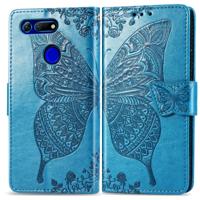 Butterfly Love bloemen reliëf horizontale Flip lederen case voor Huawei V20 met houder & kaartsleuven & portemonnee & Lanyard (blauw)