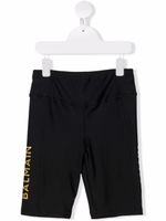 Balmain Kids short de cyclisme à logo imprimé - Noir - thumbnail