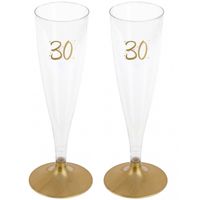 Verjaardag feest champagneglazen - leeftijd - 12x - 30 jaar - goud - kunststof