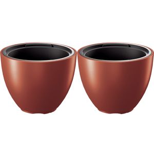 Plantenpot/bloempot Sevilla - 2x - buiten/binnen - kunststof - koper - D30 x H23 cm