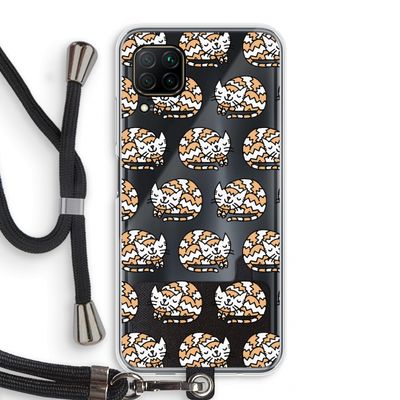 Slapende poes: Huawei P40 Lite Transparant Hoesje met koord