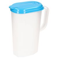 Waterkan/sapkan transparant/blauw met deksel 2 liter kunststof - Schenkkannen - thumbnail