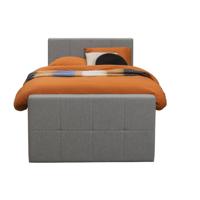 Leen Bakker - Boxspring Met Voetbord Liv Geblokt - Licht - 120x200 Cm - Slanke Poot - Stof - Grijs
