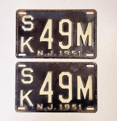 New Jersey Kentekenplaten - 1951 - Origineel (Set)