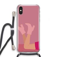 Pink boots: iPhone XS Transparant Hoesje met koord