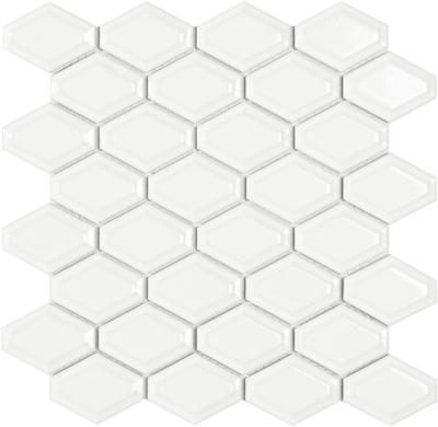 Mozaïek tegels Honingraat Wit Glans 25,9x25 - Hexagon Wand en vloer Geglazuurde porseleinen steengoed