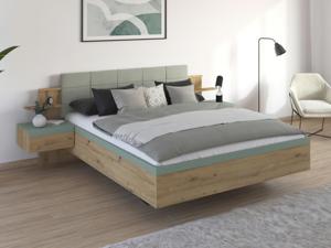 Bed met nachtkastjes SALDARINI 160x200 cm artisan eik/saliegroen