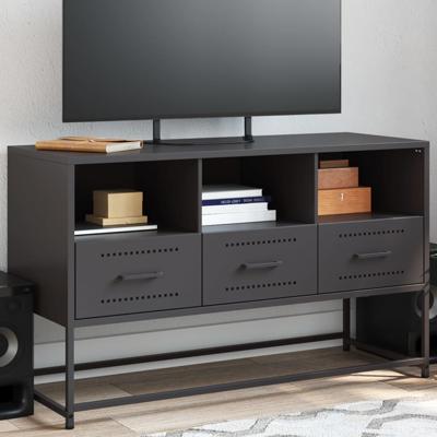 Tv-meubel 100,5x39x60,5 cm staal zwart