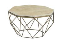 Salontafel DIAMOND 70cm rek ijzer messing top travertijn - 45204 Salontafel DIAMOND 70cm rek ijzer messing top travertijn - 45204