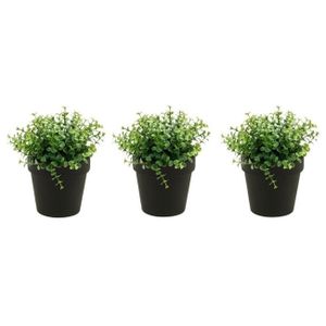 Set van 3x stuks kunstplanten eucalyptus groen in zwarte potjes 20 cm