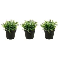 Set van 3x stuks kunstplanten eucalyptus groen in zwarte potjes 20 cm