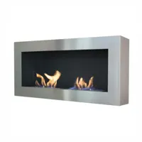 Grote muur-hangende bio-ethanol haard roestvrij staal | ScandiFlames | Hangende bio-ethanol haard | Roestvast staal