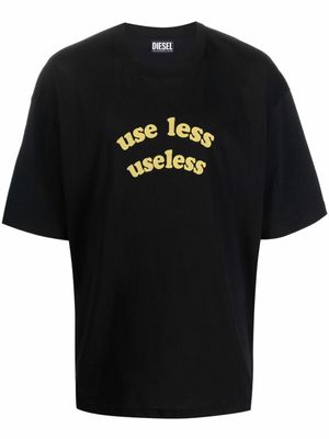 Diesel t-shirt oversize à slogan imprimé - Noir