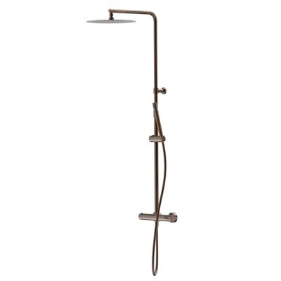 Regendouche set Xenz Duero | Opbouw | 30 cm | Thermostaatkraan | Telescopisch | Brons geborsteld PVD coating