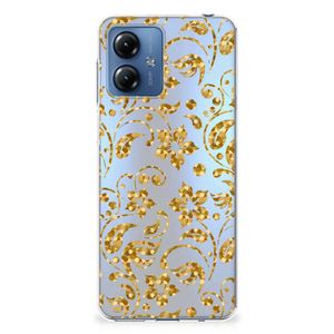 Motorola Moto G14 TPU Case Gouden Bloemen