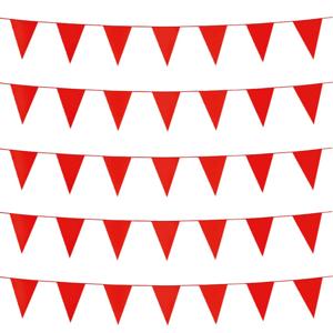 Party Vlaggenlijn puntvlaggetjes - 5x - kunststof - rood - 10 meter - Slinger - versiering